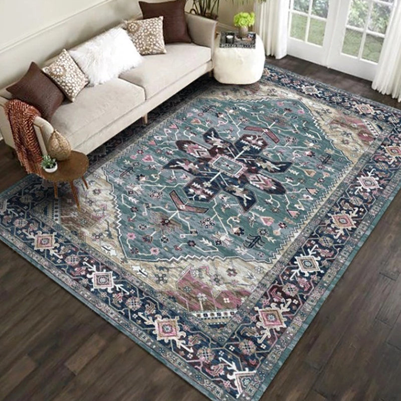 Exotic Geometric Patterned Rug Multicolored Moroccan Rug Polypropylene Stain Resistant Non-Slip Backing Machine Washable Carpet for Room Blue-Pink Clearhalo 'Area Rug' 'Moroccan' 'Rugs' Rug' 2059201