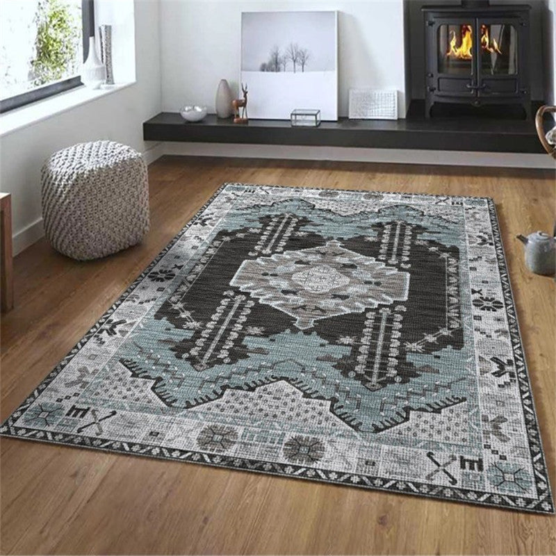 Exotic Geometric Patterned Rug Multicolored Moroccan Rug Polypropylene Stain Resistant Non-Slip Backing Machine Washable Carpet for Room Dark Blue-Black Clearhalo 'Area Rug' 'Moroccan' 'Rugs' Rug' 2059202