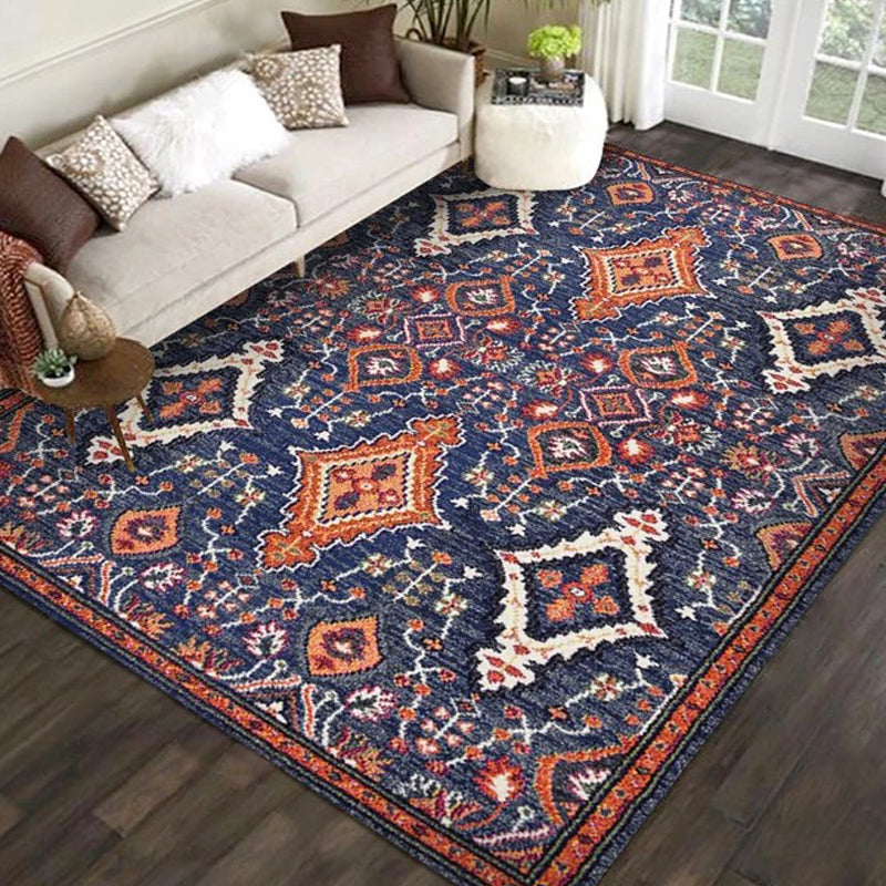 Exotic Geometric Patterned Rug Multicolored Moroccan Rug Polypropylene Stain Resistant Non-Slip Backing Machine Washable Carpet for Room Navy Clearhalo 'Area Rug' 'Moroccan' 'Rugs' Rug' 2059205