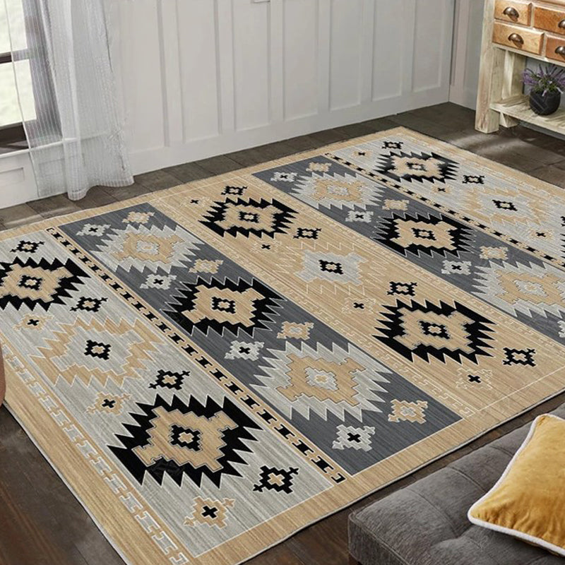 Exotic Geometric Patterned Rug Multicolored Moroccan Rug Polypropylene Stain Resistant Non-Slip Backing Machine Washable Carpet for Room Dark Beige Clearhalo 'Area Rug' 'Moroccan' 'Rugs' Rug' 2059206