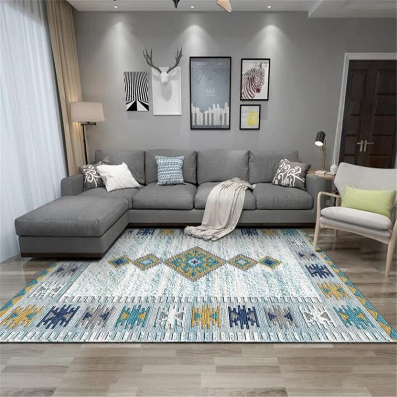 Exotic Geometric Patterned Rug Multicolored Moroccan Rug Polypropylene Stain Resistant Non-Slip Backing Machine Washable Carpet for Room Light Blue-Yellow Clearhalo 'Area Rug' 'Moroccan' 'Rugs' Rug' 2059209