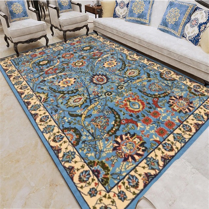 Exotic Geometric Patterned Rug Multicolored Moroccan Rug Polypropylene Stain Resistant Non-Slip Backing Machine Washable Carpet for Room Blue-Yellow Clearhalo 'Area Rug' 'Moroccan' 'Rugs' Rug' 2059211