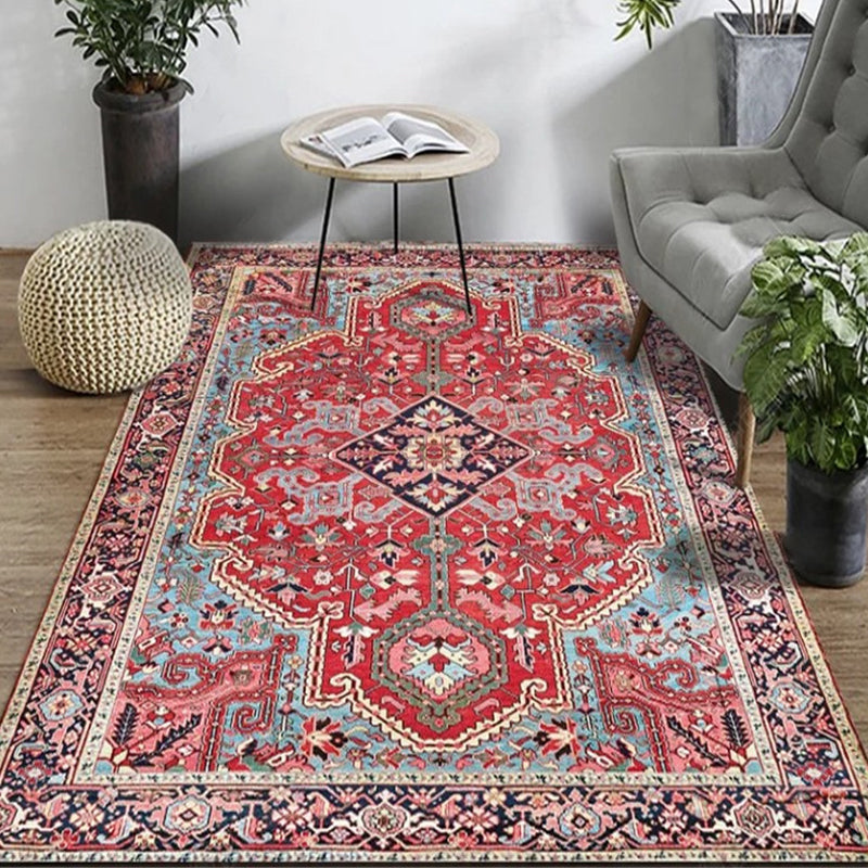 Exotic Geometric Patterned Rug Multicolored Moroccan Rug Polypropylene Stain Resistant Non-Slip Backing Machine Washable Carpet for Room Orange-Red Clearhalo 'Area Rug' 'Moroccan' 'Rugs' Rug' 2059214