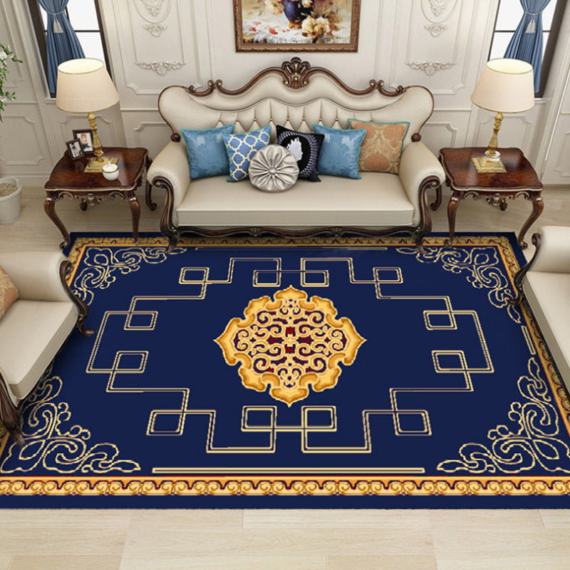 Fancy Chinoiserie Rug Multi Color Floral Area Carpet Non-Slip Backing Stain Resistant Pet Friendly Rug for Living Room Dark Blue Clearhalo 'Area Rug' 'Moroccan' 'Rugs' Rug' 2059256