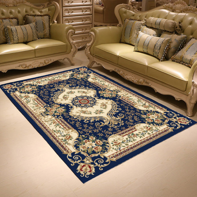 Fancy Chinoiserie Rug Multi Color Floral Area Carpet Non-Slip Backing Stain Resistant Pet Friendly Rug for Living Room Navy Clearhalo 'Area Rug' 'Moroccan' 'Rugs' Rug' 2059257