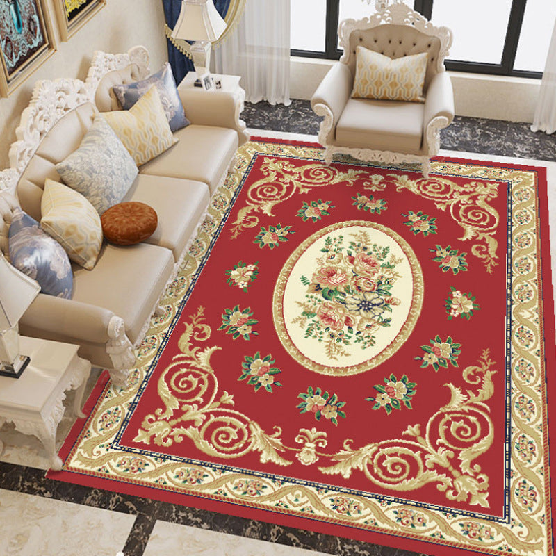 Fancy Chinoiserie Rug Multi Color Floral Area Carpet Non-Slip Backing Stain Resistant Pet Friendly Rug for Living Room Red-Green Clearhalo 'Area Rug' 'Moroccan' 'Rugs' Rug' 2059262
