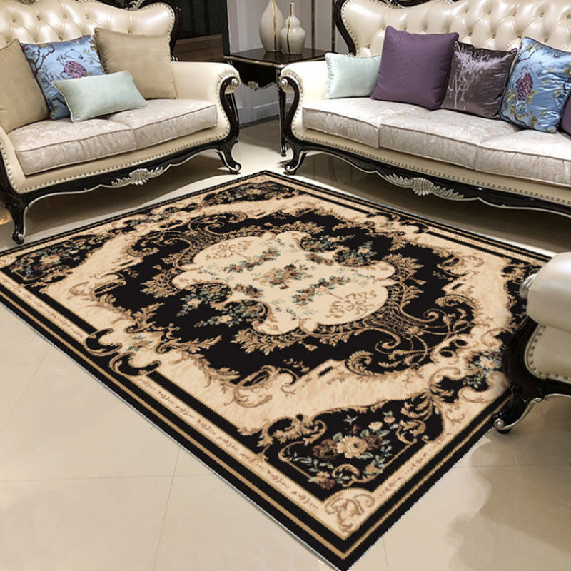 Fancy Chinoiserie Rug Multi Color Floral Area Carpet Non-Slip Backing Stain Resistant Pet Friendly Rug for Living Room Black Clearhalo 'Area Rug' 'Moroccan' 'Rugs' Rug' 2059263