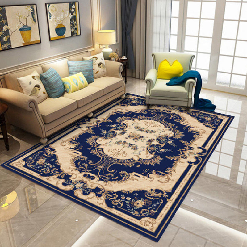 Fancy Chinoiserie Rug Multi Color Floral Area Carpet Non-Slip Backing Stain Resistant Pet Friendly Rug for Living Room Royal Blue Clearhalo 'Area Rug' 'Moroccan' 'Rugs' Rug' 2059264
