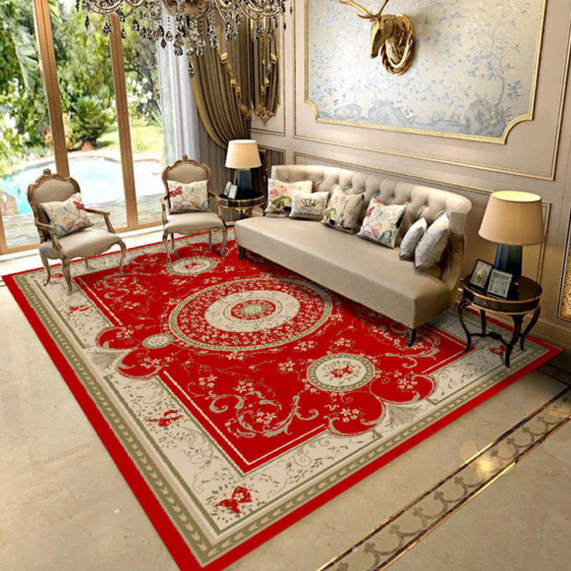 Fancy Chinoiserie Rug Multi Color Floral Area Carpet Non-Slip Backing Stain Resistant Pet Friendly Rug for Living Room Watermelon Red Clearhalo 'Area Rug' 'Moroccan' 'Rugs' Rug' 2059265