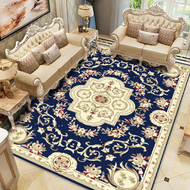 Fancy Chinoiserie Rug Multi Color Floral Area Carpet Non-Slip Backing Stain Resistant Pet Friendly Rug for Living Room Blue-Red Clearhalo 'Area Rug' 'Moroccan' 'Rugs' Rug' 2059266