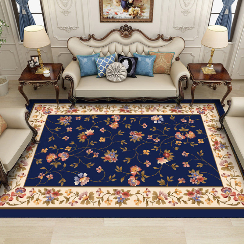 Fancy Chinoiserie Rug Multi Color Floral Area Carpet Non-Slip Backing Stain Resistant Pet Friendly Rug for Living Room Blue-Pink Clearhalo 'Area Rug' 'Moroccan' 'Rugs' Rug' 2059269