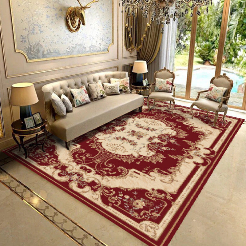 Fancy Chinoiserie Rug Multi Color Floral Area Carpet Non-Slip Backing Stain Resistant Pet Friendly Rug for Living Room Rust Red Clearhalo 'Area Rug' 'Moroccan' 'Rugs' Rug' 2059272