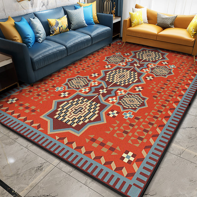 Multi Color Geometric Rug Synthetics Moroccan Carpet Stain Resistant Machine Washable Anti-Slip Rug for Living Room Yellow-Red Clearhalo 'Area Rug' 'Moroccan' 'Rugs' Rug' 2059277