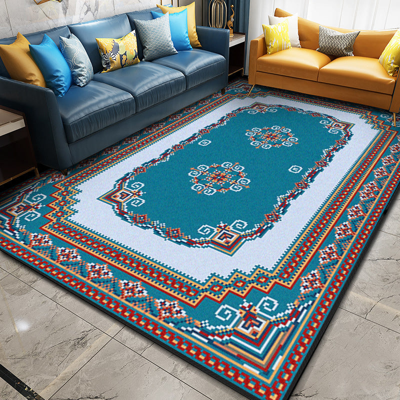 Multi Color Geometric Rug Synthetics Moroccan Carpet Stain Resistant Machine Washable Anti-Slip Rug for Living Room Blue Clearhalo 'Area Rug' 'Moroccan' 'Rugs' Rug' 2059279