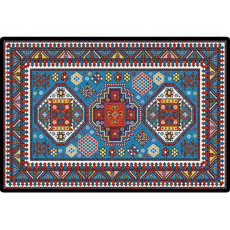 Turkish Meeting Room Area Rug Multicolor Symmetrical Tribal Pattern Rug Polypropylene Anti-Slip Stain Resistant Washable Carpet Clearhalo 'Area Rug' 'Moroccan' 'Rugs' Rug' 2059294