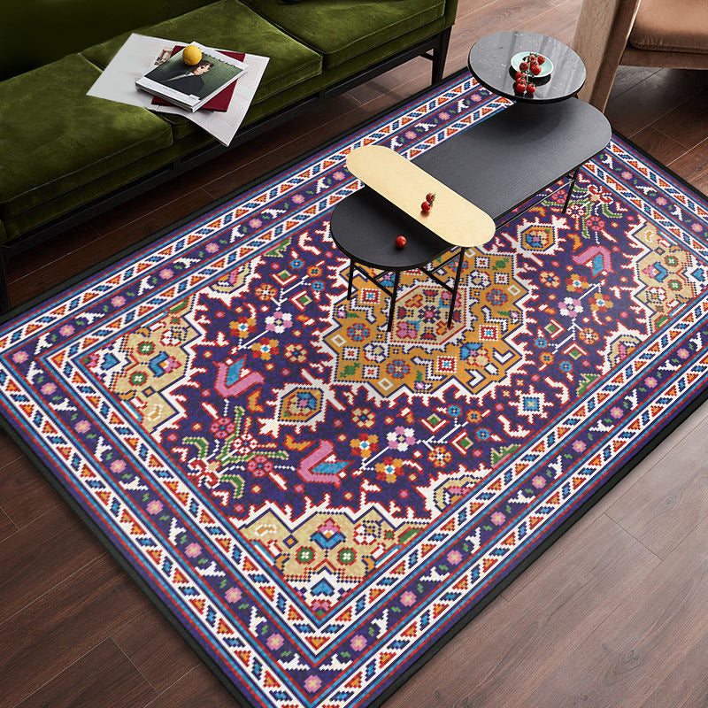 Persian Tribal Patterned Rug Multi-Color Polyester Carpet Stain Resistant Pet Friendly Anti-Slip Backing Rug for Bedroom Purple Clearhalo 'Area Rug' 'Moroccan' 'Rugs' Rug' 2059303