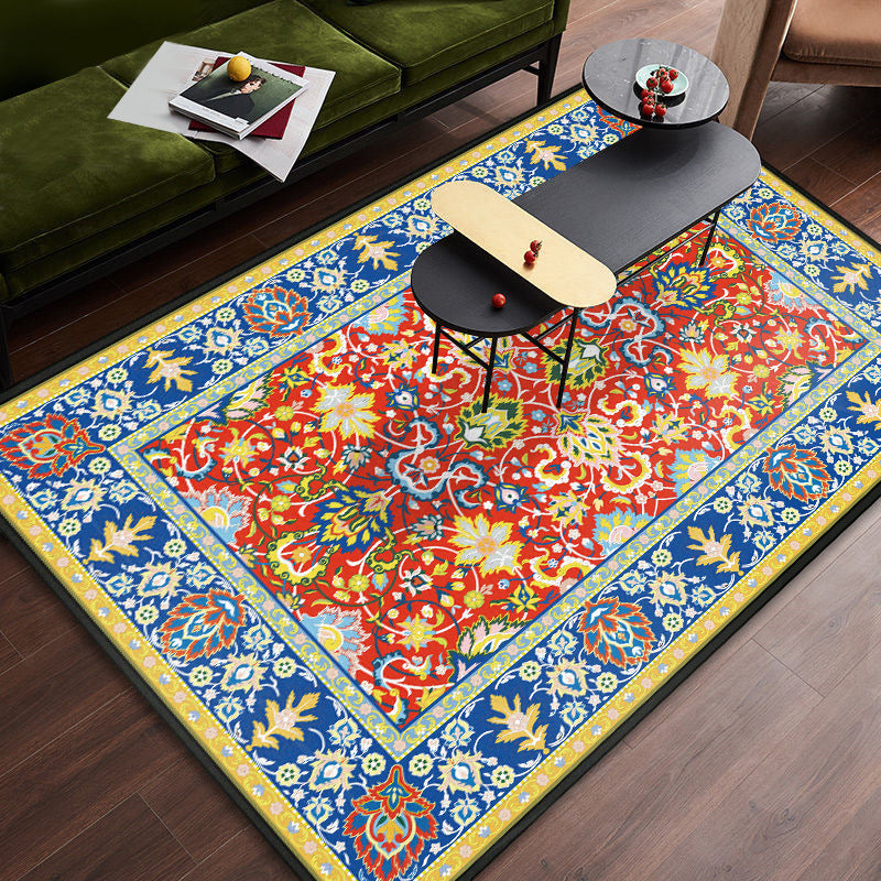 Persian Tribal Patterned Rug Multi-Color Polyester Carpet Stain Resistant Pet Friendly Anti-Slip Backing Rug for Bedroom Orange-Yellow Clearhalo 'Area Rug' 'Moroccan' 'Rugs' Rug' 2059304