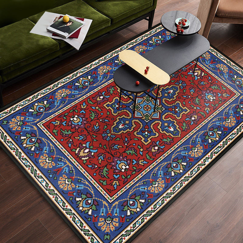 Persian Tribal Patterned Rug Multi-Color Polyester Carpet Stain Resistant Pet Friendly Anti-Slip Backing Rug for Bedroom Red Clearhalo 'Area Rug' 'Moroccan' 'Rugs' Rug' 2059305
