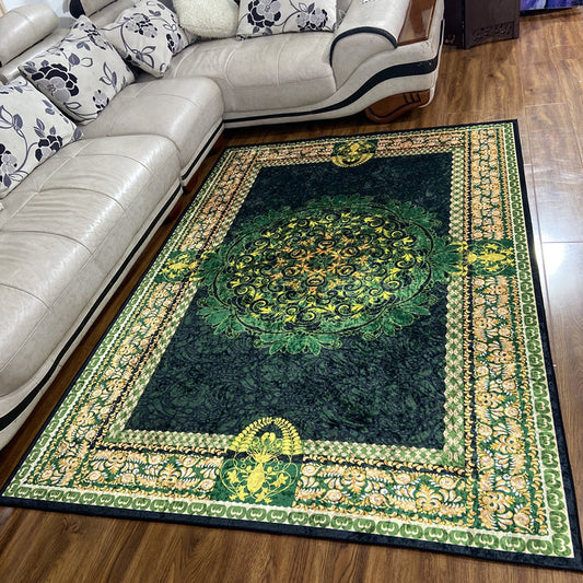 Glam Persian Indoor Rug Multi Color Floral Print Rug Anti-Slip Backing Machine Washable Pet Friendly Carpet for Living Room Dark Green Clearhalo 'Area Rug' 'Moroccan' 'Rugs' Rug' 2059321