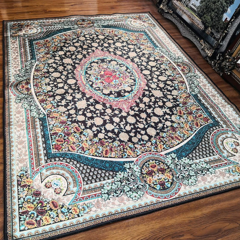 Glam Persian Indoor Rug Multi Color Floral Print Rug Anti-Slip Backing Machine Washable Pet Friendly Carpet for Living Room Pink-White Clearhalo 'Area Rug' 'Moroccan' 'Rugs' Rug' 2059327