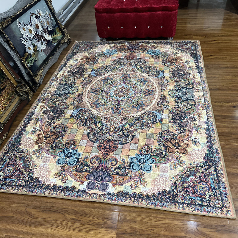 Glam Persian Indoor Rug Multi Color Floral Print Rug Anti-Slip Backing Machine Washable Pet Friendly Carpet for Living Room Rose Gold Clearhalo 'Area Rug' 'Moroccan' 'Rugs' Rug' 2059329