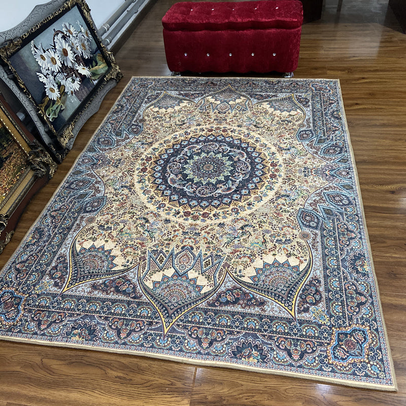 Glam Persian Indoor Rug Multi Color Floral Print Rug Anti-Slip Backing Machine Washable Pet Friendly Carpet for Living Room Light Gold Clearhalo 'Area Rug' 'Moroccan' 'Rugs' Rug' 2059333
