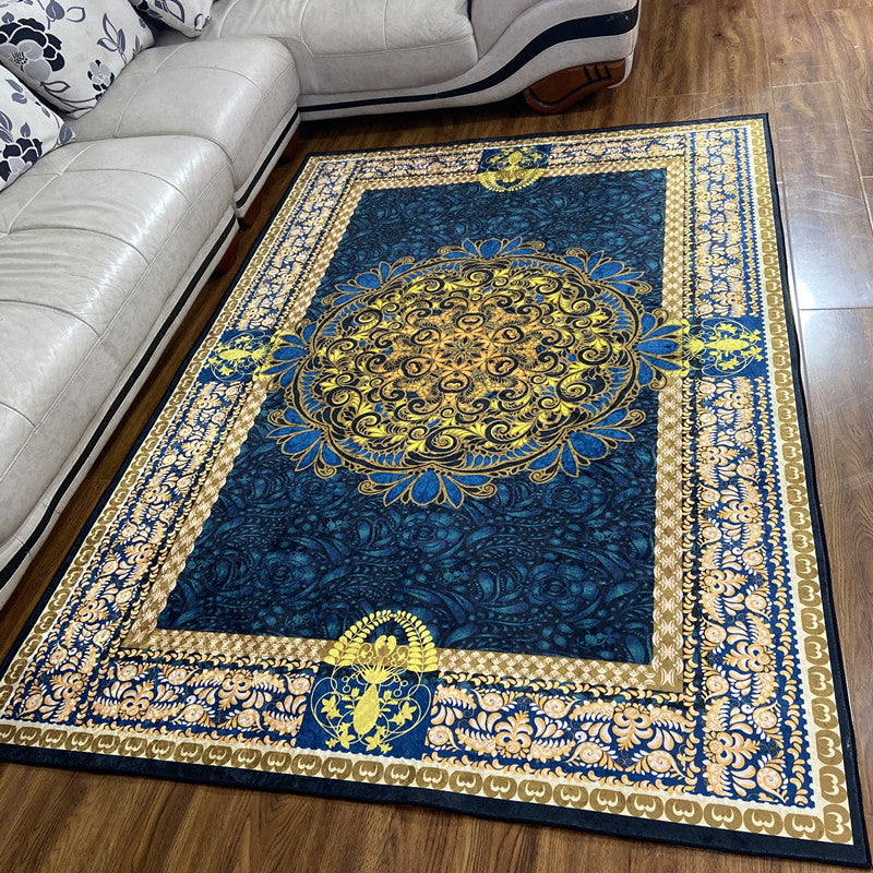 Glam Persian Indoor Rug Multi Color Floral Print Rug Anti-Slip Backing Machine Washable Pet Friendly Carpet for Living Room Dark Blue Clearhalo 'Area Rug' 'Moroccan' 'Rugs' Rug' 2059334
