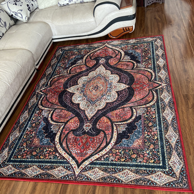 Glam Persian Indoor Rug Multi Color Floral Print Rug Anti-Slip Backing Machine Washable Pet Friendly Carpet for Living Room Rose Red Clearhalo 'Area Rug' 'Moroccan' 'Rugs' Rug' 2059335