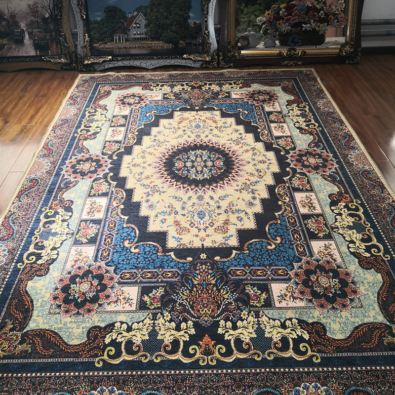 Glam Persian Indoor Rug Multi Color Floral Print Rug Anti-Slip Backing Machine Washable Pet Friendly Carpet for Living Room Dark Beige Clearhalo 'Area Rug' 'Moroccan' 'Rugs' Rug' 2059338