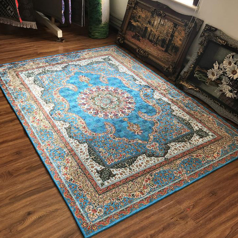 Glam Persian Indoor Rug Multi Color Floral Print Rug Anti-Slip Backing Machine Washable Pet Friendly Carpet for Living Room Sky Blue Clearhalo 'Area Rug' 'Moroccan' 'Rugs' Rug' 2059339