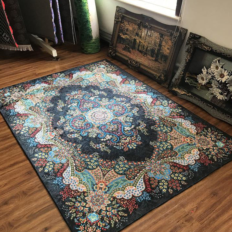 Glam Persian Indoor Rug Multi Color Floral Print Rug Anti-Slip Backing Machine Washable Pet Friendly Carpet for Living Room Dark Gray Clearhalo 'Area Rug' 'Moroccan' 'Rugs' Rug' 2059343