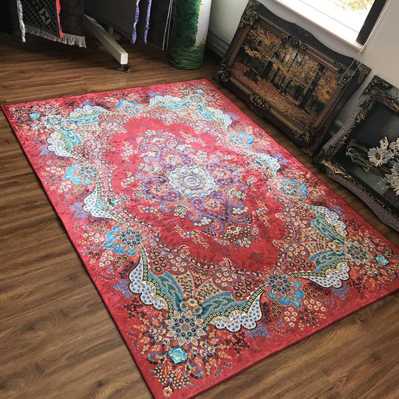 Glam Persian Indoor Rug Multi Color Floral Print Rug Anti-Slip Backing Machine Washable Pet Friendly Carpet for Living Room Watermelon Red Clearhalo 'Area Rug' 'Moroccan' 'Rugs' Rug' 2059344