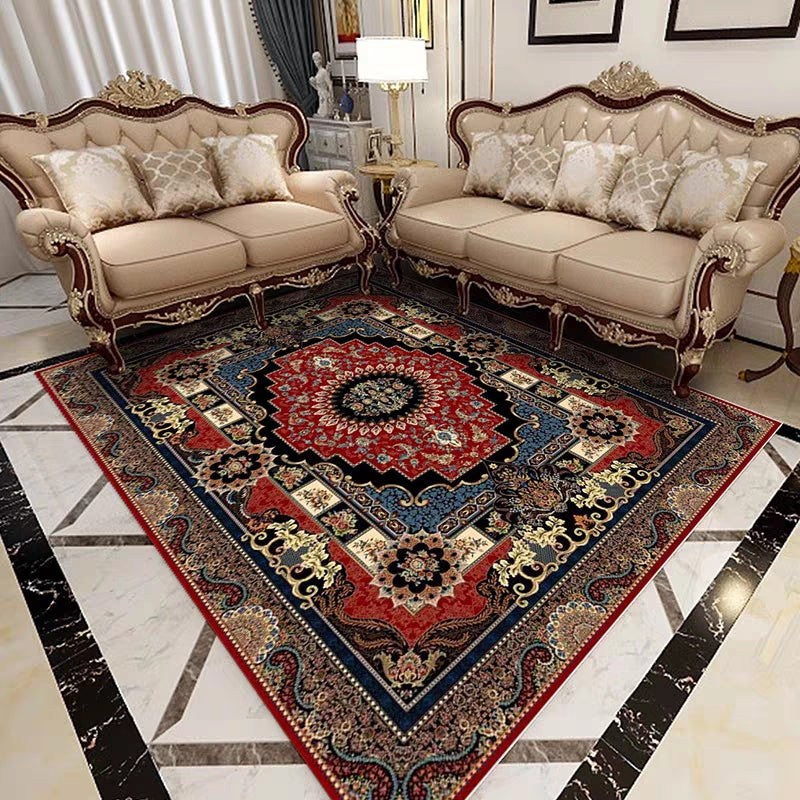 Glam Persian Indoor Rug Multi Color Floral Print Rug Anti-Slip Backing Machine Washable Pet Friendly Carpet for Living Room Red Clearhalo 'Area Rug' 'Moroccan' 'Rugs' Rug' 2059346
