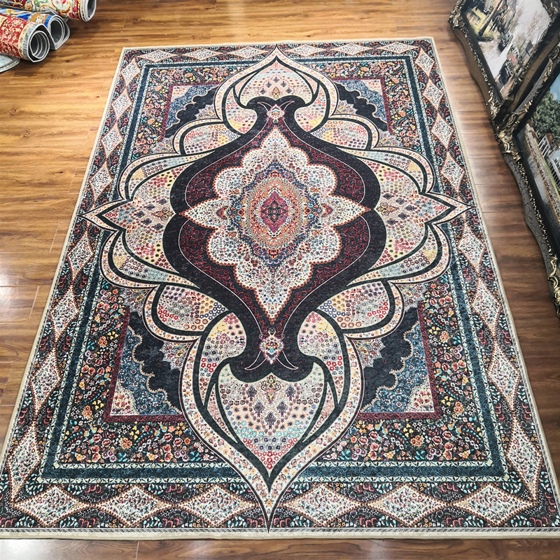 Glam Persian Indoor Rug Multi Color Floral Print Rug Anti-Slip Backing Machine Washable Pet Friendly Carpet for Living Room Red-Blue Clearhalo 'Area Rug' 'Moroccan' 'Rugs' Rug' 2059347