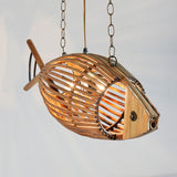 Bamboo Fish Cage Hanging Pendant Asian Style 2-Head Beige Ceiling Chandelier for Dining Room Clearhalo 'Ceiling Lights' 'Chandeliers' Lighting' options 2059362