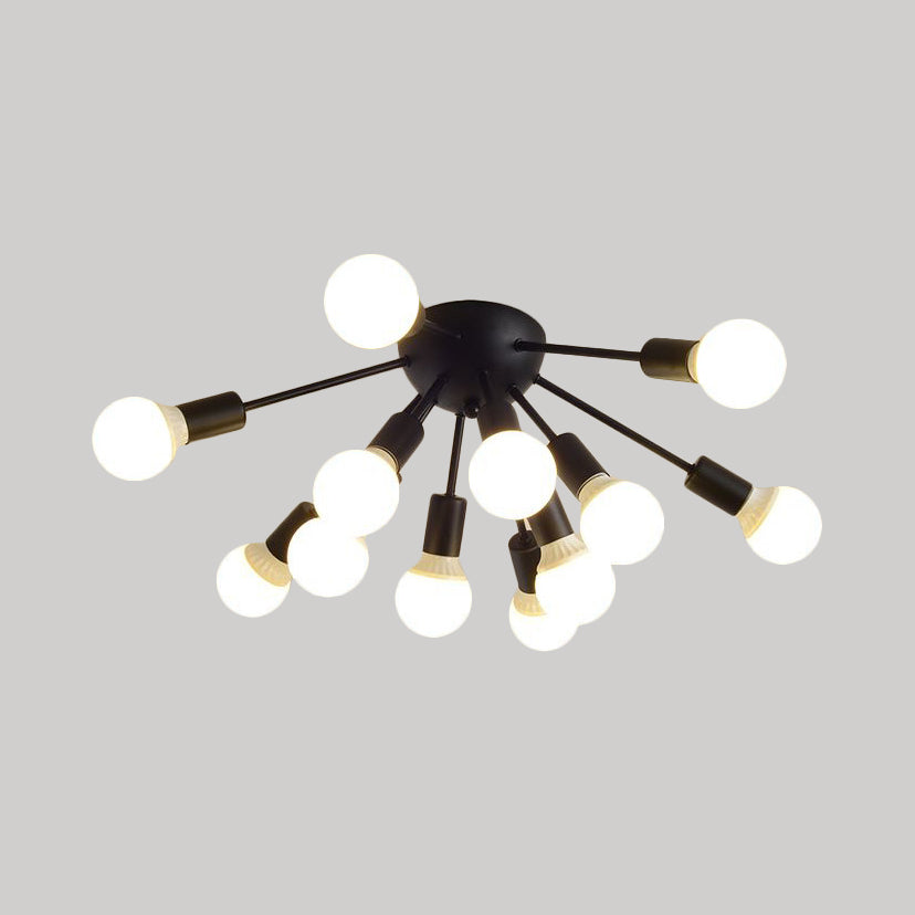 Metal Sputnik Semi Flush Mount Modern 8/12 Lights White/Black/Gold Semi Flush Ceiling Light for Living Room Clearhalo 'Ceiling Lights' 'Close To Ceiling Lights' 'Close to ceiling' 'Semi-flushmount' Lighting' 206203