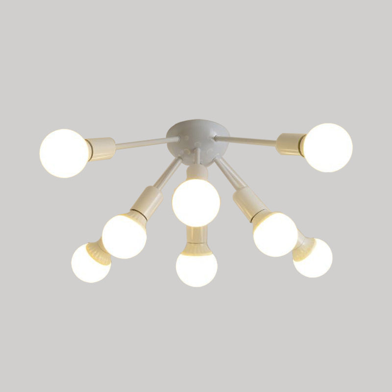 Metal Sputnik Semi Flush Mount Modern 8/12 Lights White/Black/Gold Semi Flush Ceiling Light for Living Room Clearhalo 'Ceiling Lights' 'Close To Ceiling Lights' 'Close to ceiling' 'Semi-flushmount' Lighting' 206207