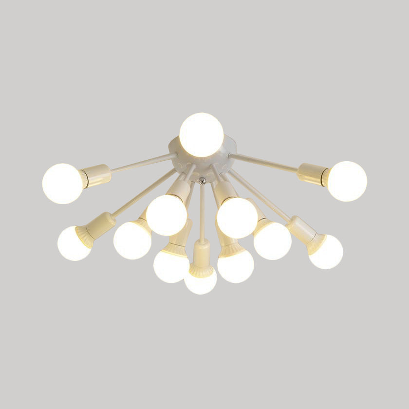 Metal Sputnik Semi Flush Mount Modern 8/12 Lights White/Black/Gold Semi Flush Ceiling Light for Living Room Clearhalo 'Ceiling Lights' 'Close To Ceiling Lights' 'Close to ceiling' 'Semi-flushmount' Lighting' 206210