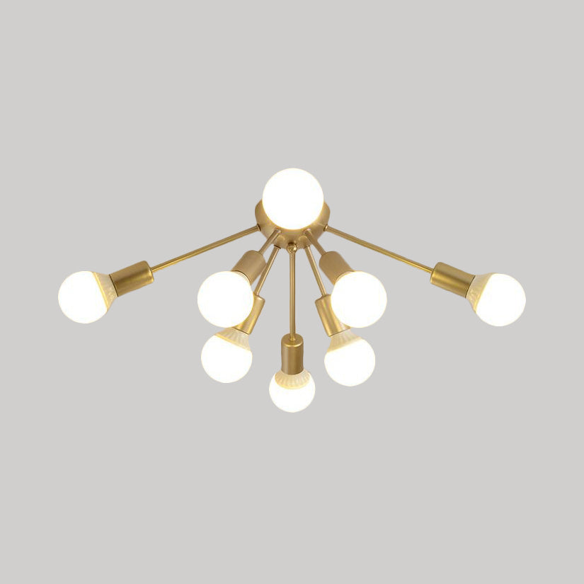 Metal Sputnik Semi Flush Mount Modern 8/12 Lights White/Black/Gold Semi Flush Ceiling Light for Living Room Clearhalo 'Ceiling Lights' 'Close To Ceiling Lights' 'Close to ceiling' 'Semi-flushmount' Lighting' 206213