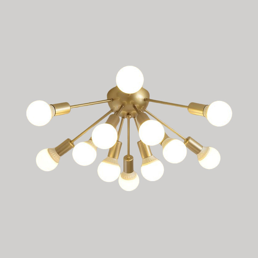 Metal Sputnik Semi Flush Mount Modern 8/12 Lights White/Black/Gold Semi Flush Ceiling Light for Living Room Clearhalo 'Ceiling Lights' 'Close To Ceiling Lights' 'Close to ceiling' 'Semi-flushmount' Lighting' 206217