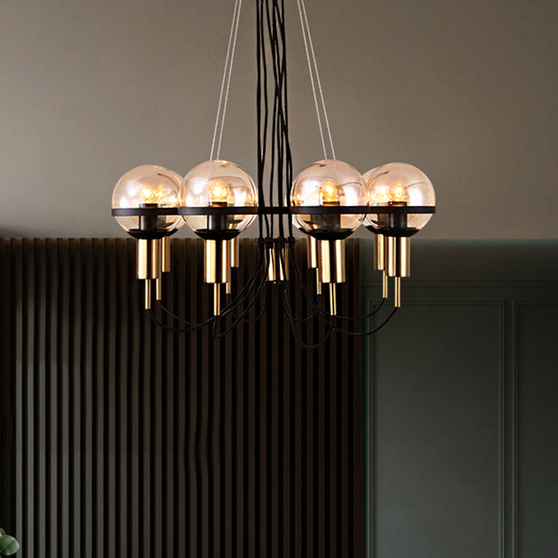 Global Glass Shade Chandelier Light Modern 6/8 Lights Brass Hanging Ceiling Light for Living Room 8 Brass Clearhalo 'Ceiling Lights' 'Chandeliers' 'Glass shade' 'Glass' 'Modern Chandeliers' 'Modern' Lighting' 206238