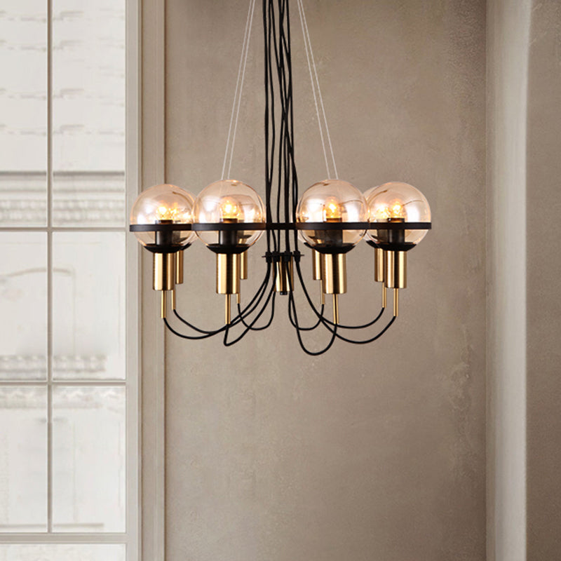 Global Glass Shade Chandelier Light Modern 6/8 Lights Brass Hanging Ceiling Light for Living Room Clearhalo 'Ceiling Lights' 'Chandeliers' 'Glass shade' 'Glass' 'Modern Chandeliers' 'Modern' Lighting' 206239