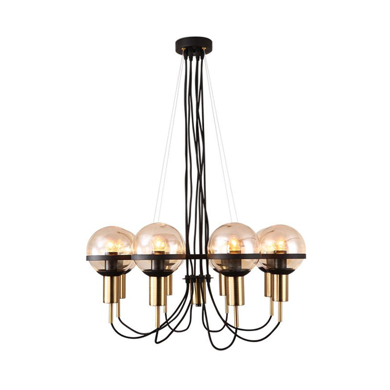 Global Glass Shade Chandelier Light Modern 6/8 Lights Brass Hanging Ceiling Light for Living Room Clearhalo 'Ceiling Lights' 'Chandeliers' 'Glass shade' 'Glass' 'Modern Chandeliers' 'Modern' Lighting' 206240