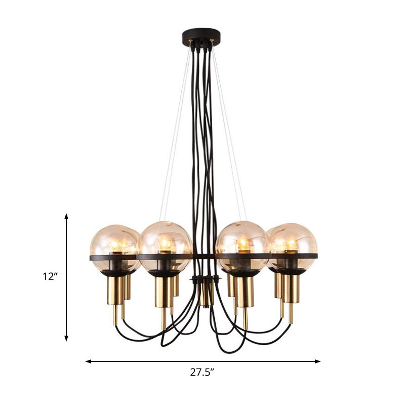 Global Glass Shade Chandelier Light Modern 6/8 Lights Brass Hanging Ceiling Light for Living Room Clearhalo 'Ceiling Lights' 'Chandeliers' 'Glass shade' 'Glass' 'Modern Chandeliers' 'Modern' Lighting' 206241