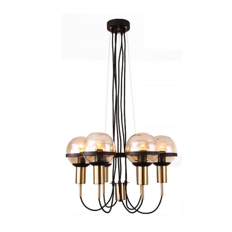 Global Glass Shade Chandelier Light Modern 6/8 Lights Brass Hanging Ceiling Light for Living Room Clearhalo 'Ceiling Lights' 'Chandeliers' 'Glass shade' 'Glass' 'Modern Chandeliers' 'Modern' Lighting' 206244