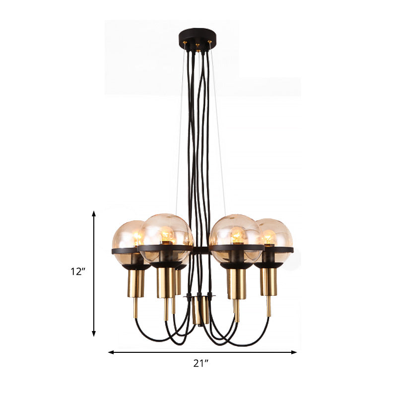 Global Glass Shade Chandelier Light Modern 6/8 Lights Brass Hanging Ceiling Light for Living Room Clearhalo 'Ceiling Lights' 'Chandeliers' 'Glass shade' 'Glass' 'Modern Chandeliers' 'Modern' Lighting' 206245