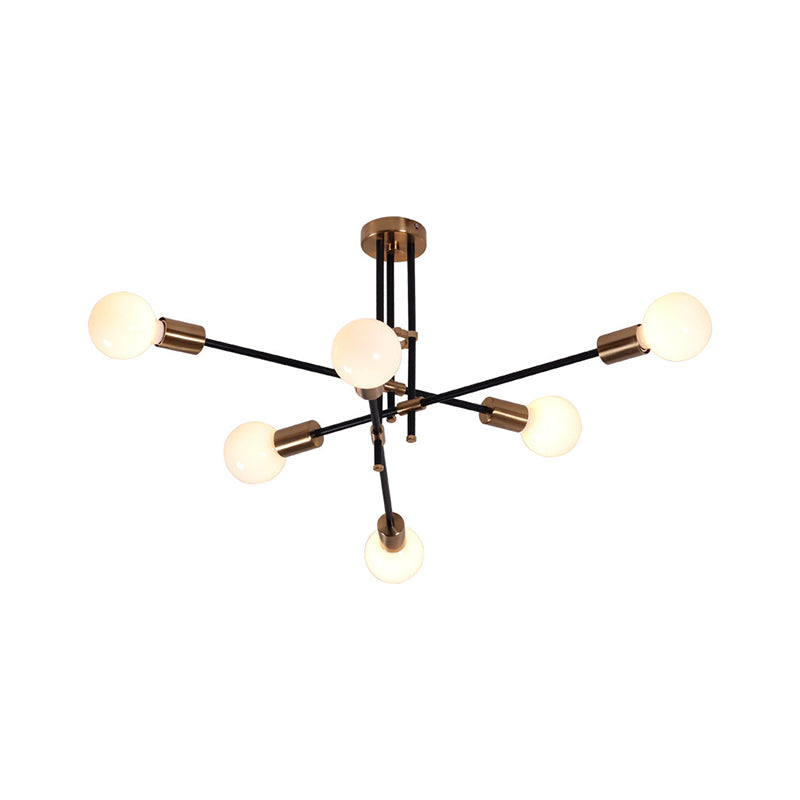 Modernist Sputnik Chandelier Lighting Opal Glass 6 Lights Living Room Hanging Light Clearhalo 'Ceiling Lights' 'Chandeliers' 'Modern Chandeliers' 'Modern' Lighting' 206259