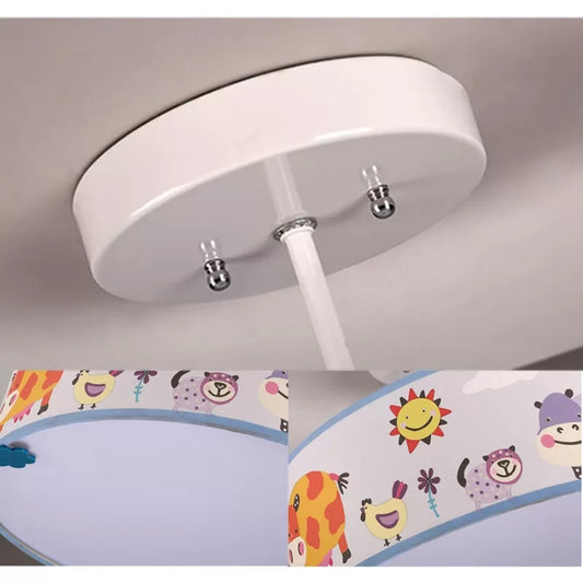 Acrylic Drum Semi Flushmount Light with Animal Nursing Room Cartoon Ceiling Light Clearhalo 'Ceiling Lights' 'Close To Ceiling Lights' 'Close to ceiling' 'Flush mount' Lighting' 20628