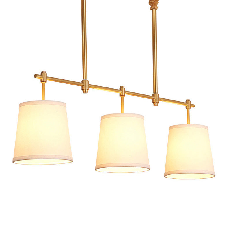 Fabric Empire Shade Suspension Lighting Modern 3 Bulbs Gold Island Chandelier Light Clearhalo 'Ceiling Lights' 'Island Lights' Lighting' 2063669
