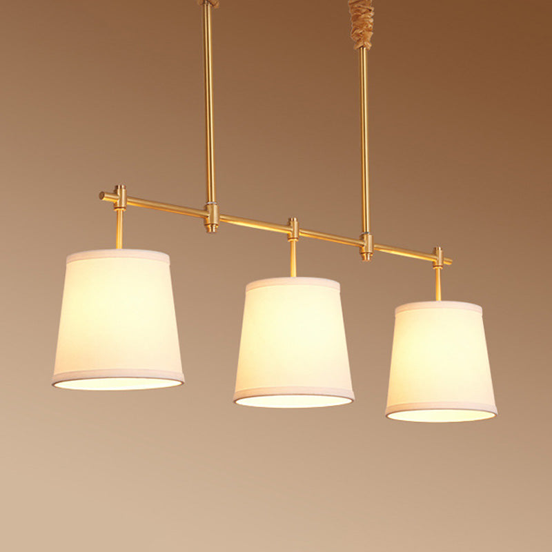 Fabric Empire Shade Suspension Lighting Modern 3 Bulbs Gold Island Chandelier Light Clearhalo 'Ceiling Lights' 'Island Lights' Lighting' 2063670